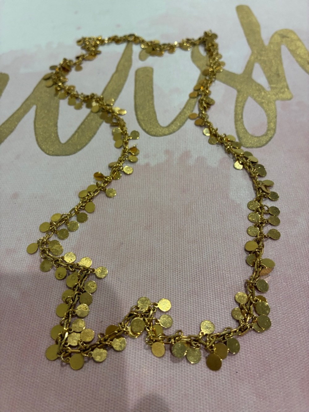 Gold Disc Dangle Beaded Slightly Cha Cha Elegant Necklace - Women Jewelry